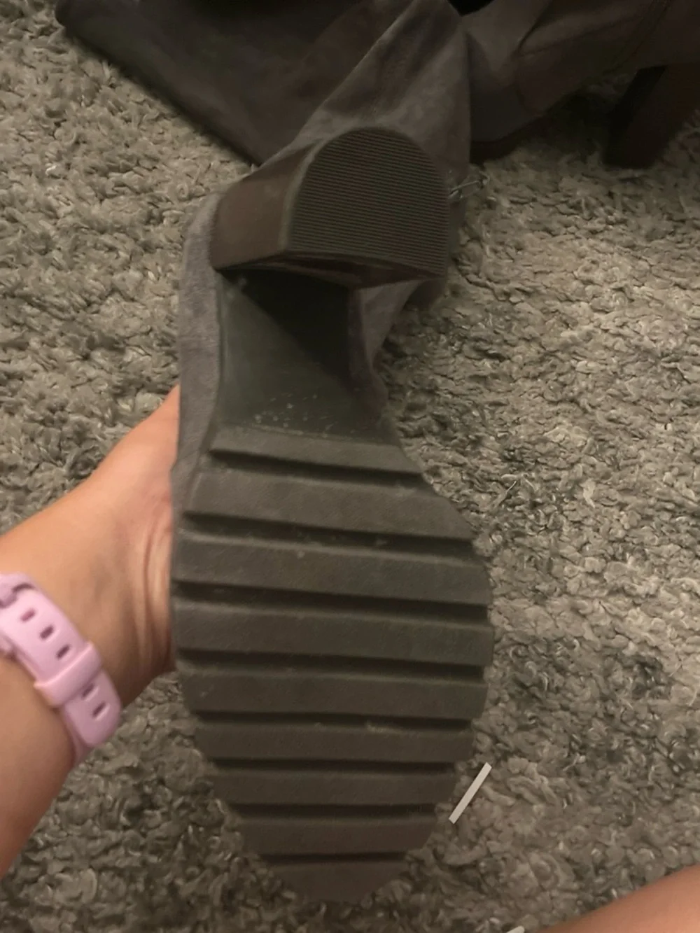 JustFab Gray Over-the-Knee Suede Block Heel Boots